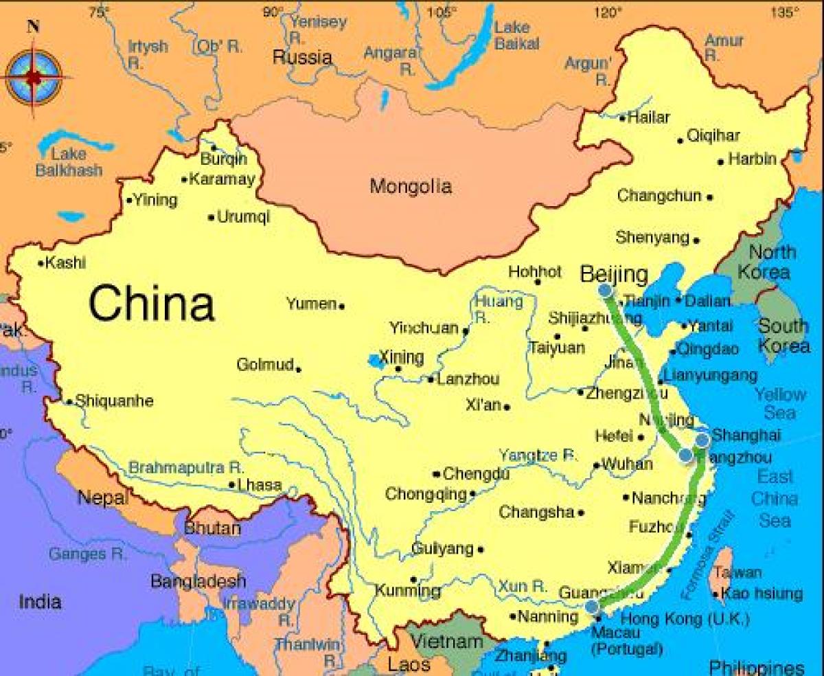 Čína (pevninská časť) mapa