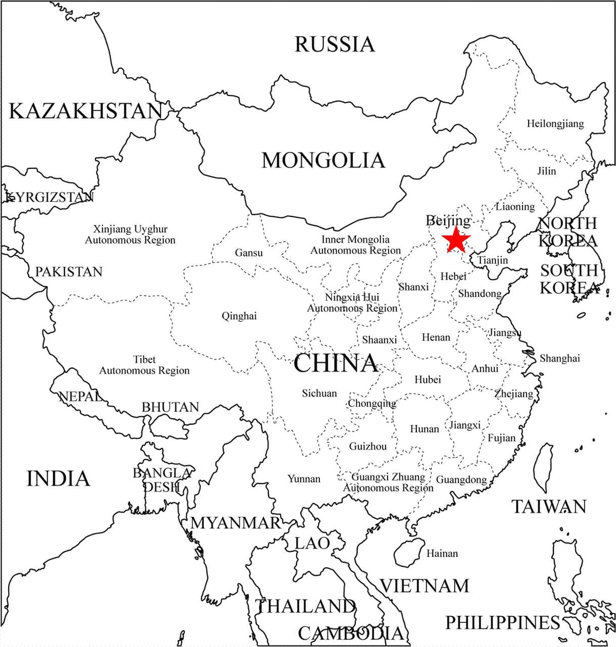provincií Číny mapu
