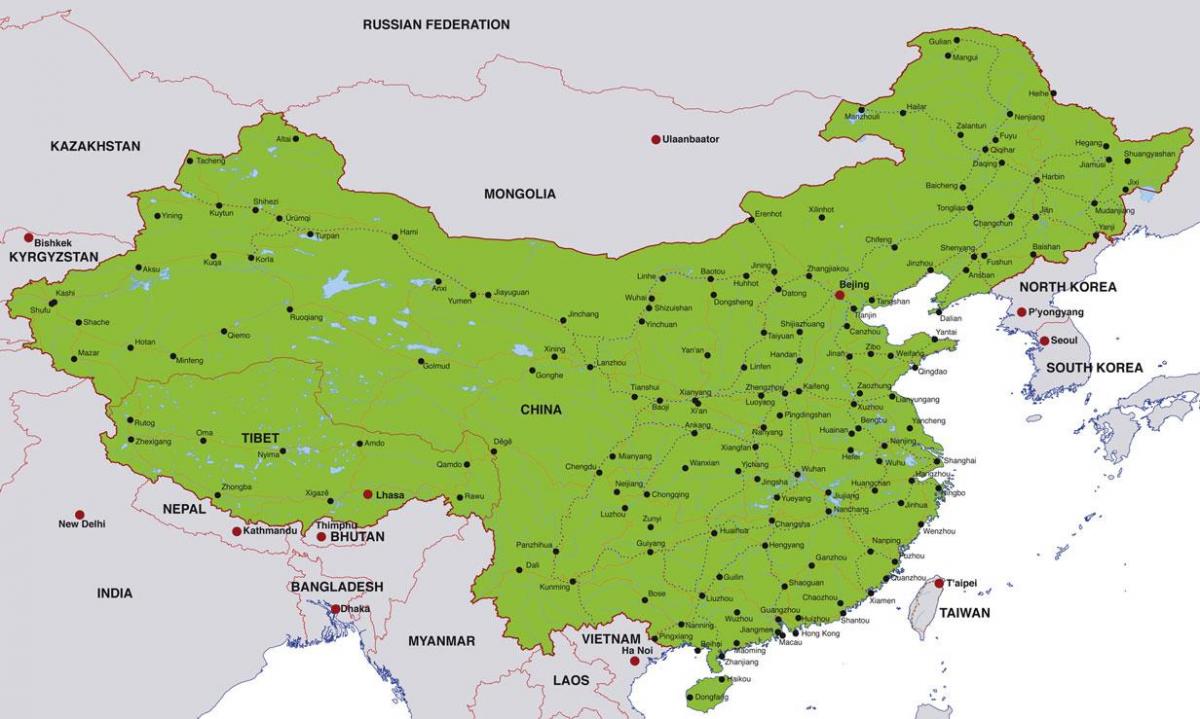 Čína mapu miest