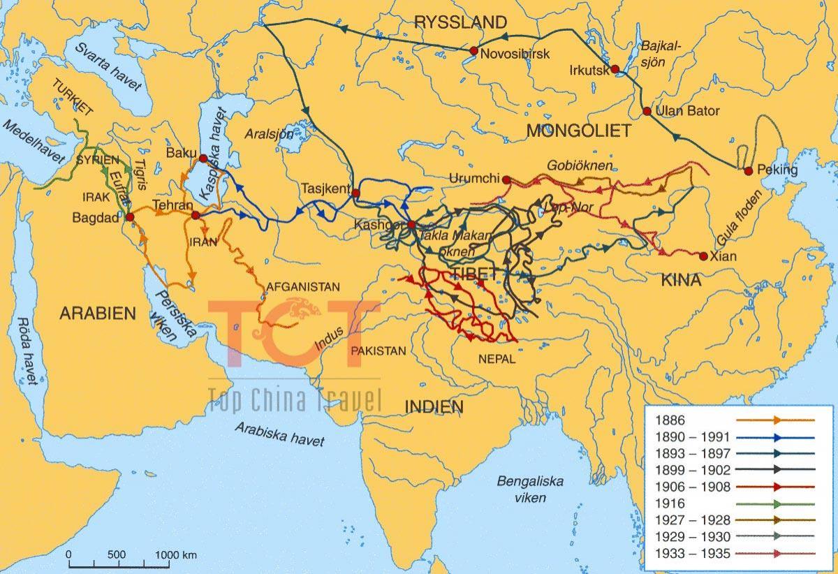 mapa hodvábnej cesty v starovekej Číne