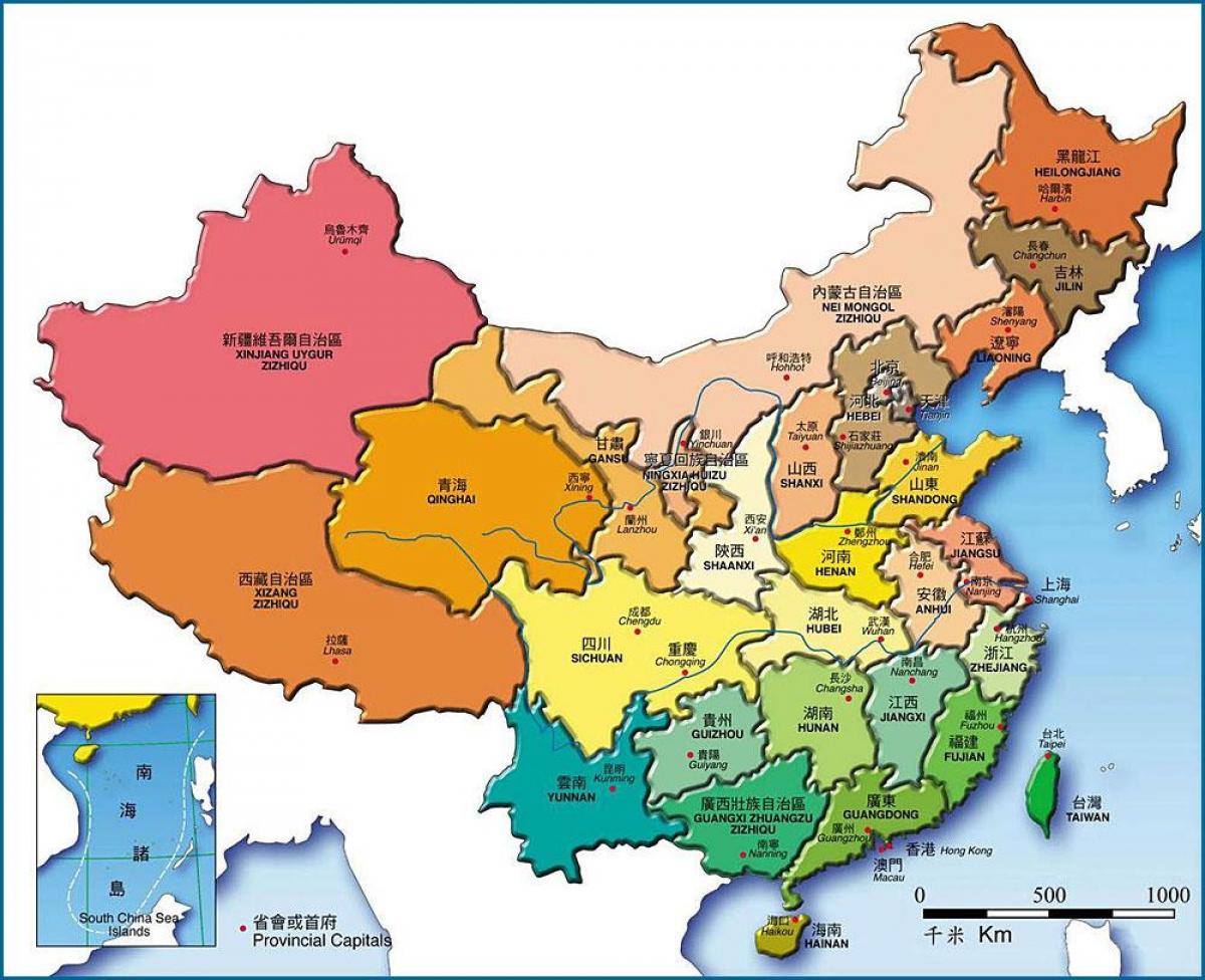 mapa provincií Číny
