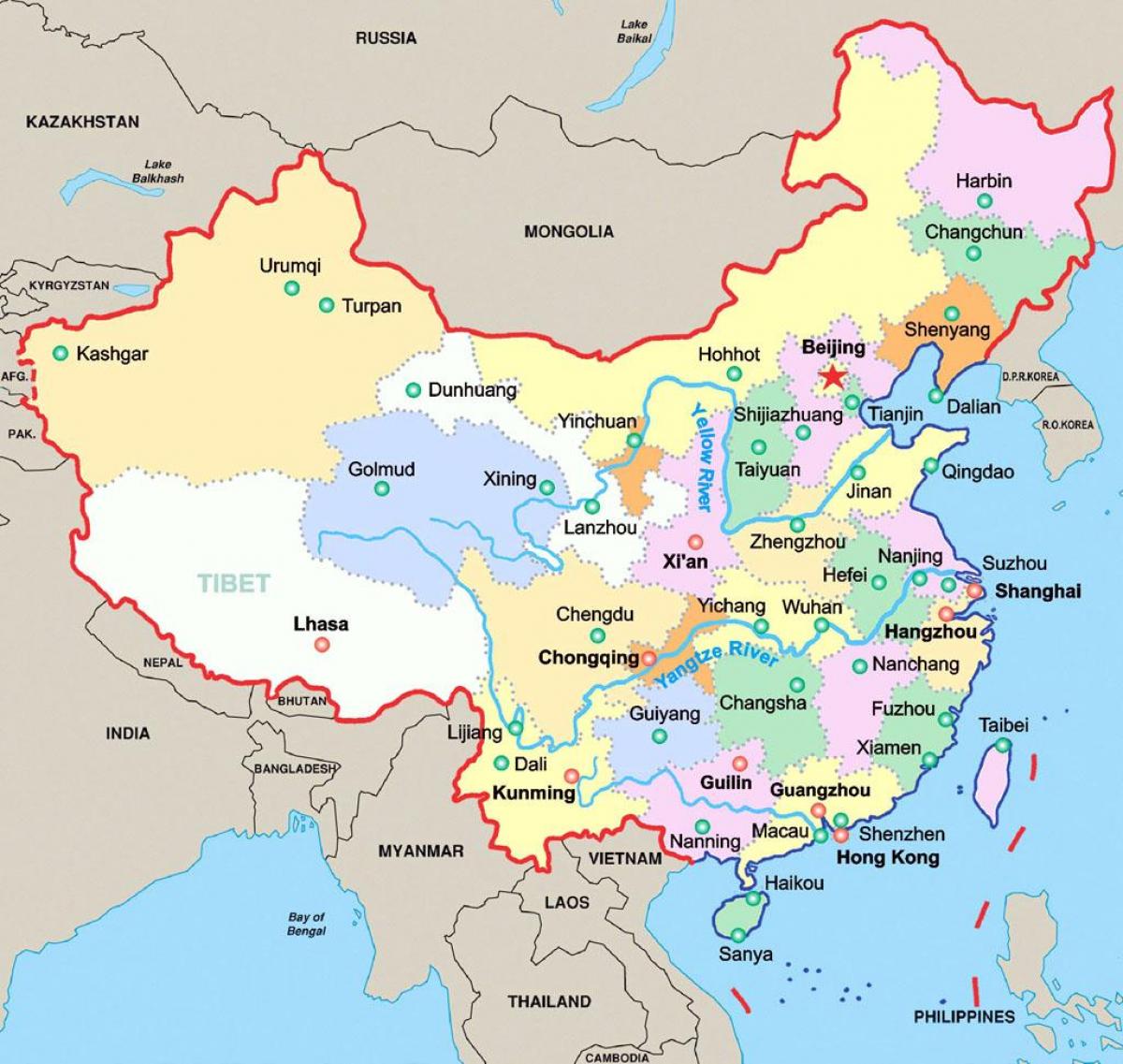 Čína na mape