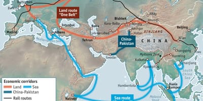 China silk road projektu mapu