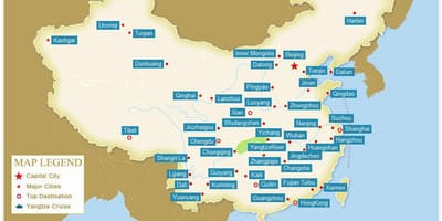 Mapa čínskych mestách