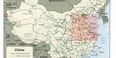 Mapa severnej Číne obyčajný